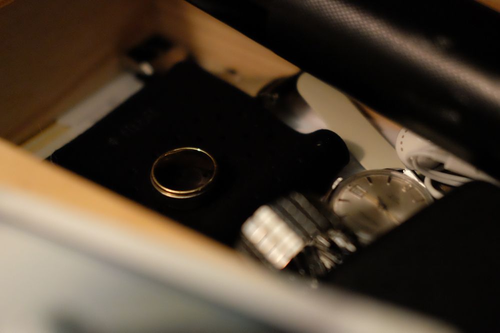 My wedding ring in a drawer full of junk